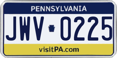 PA license plate JWV0225