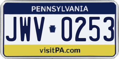 PA license plate JWV0253
