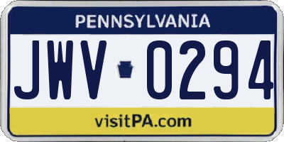 PA license plate JWV0294
