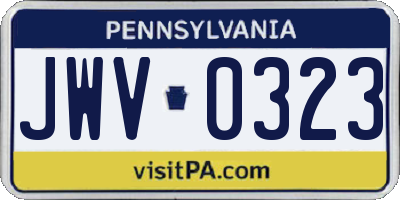 PA license plate JWV0323