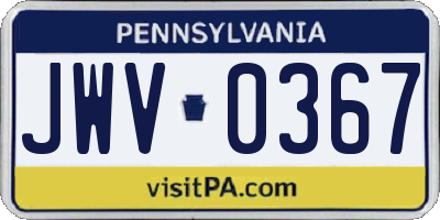 PA license plate JWV0367