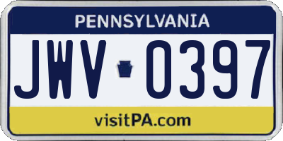 PA license plate JWV0397