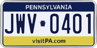 PA license plate JWV0401