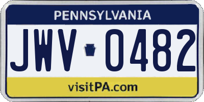 PA license plate JWV0482