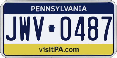 PA license plate JWV0487