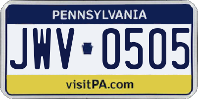PA license plate JWV0505