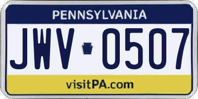 PA license plate JWV0507