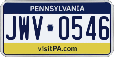 PA license plate JWV0546