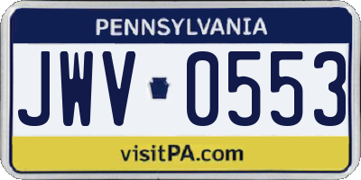 PA license plate JWV0553