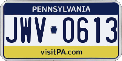 PA license plate JWV0613