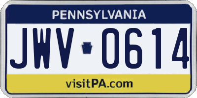 PA license plate JWV0614