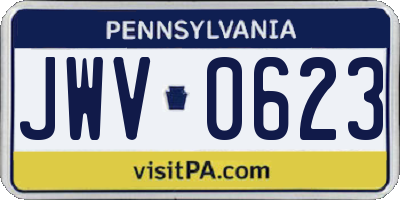 PA license plate JWV0623