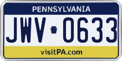 PA license plate JWV0633