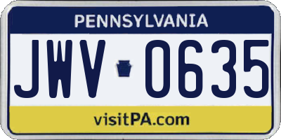PA license plate JWV0635