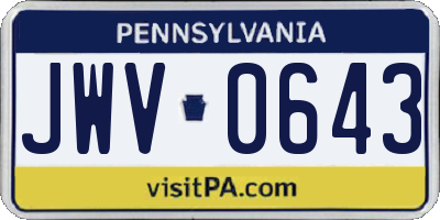 PA license plate JWV0643