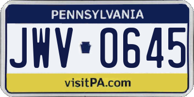 PA license plate JWV0645