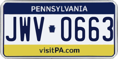 PA license plate JWV0663