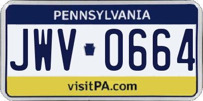 PA license plate JWV0664