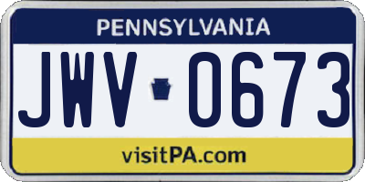 PA license plate JWV0673
