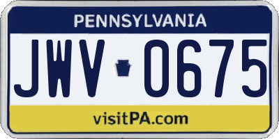 PA license plate JWV0675