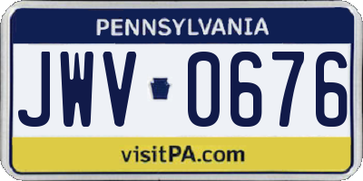 PA license plate JWV0676
