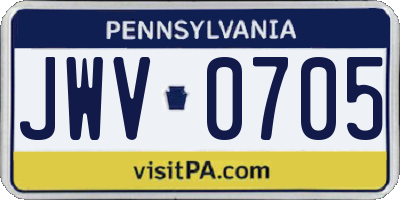 PA license plate JWV0705