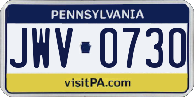 PA license plate JWV0730