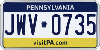 PA license plate JWV0735