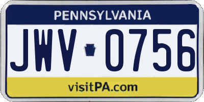 PA license plate JWV0756