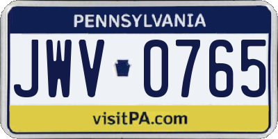 PA license plate JWV0765