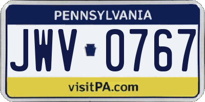 PA license plate JWV0767