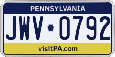 PA license plate JWV0792