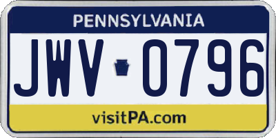 PA license plate JWV0796