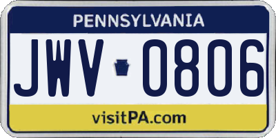 PA license plate JWV0806