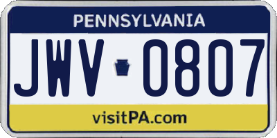 PA license plate JWV0807