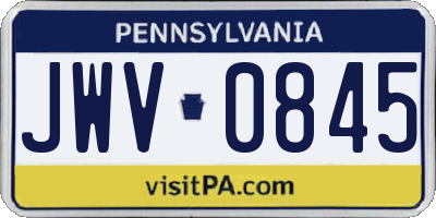 PA license plate JWV0845