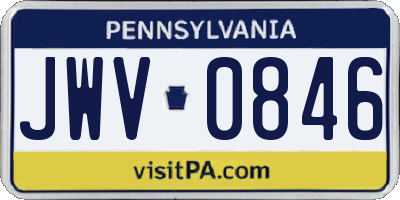 PA license plate JWV0846
