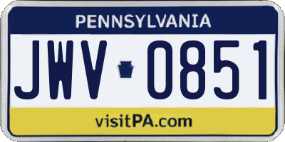 PA license plate JWV0851