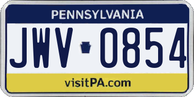 PA license plate JWV0854