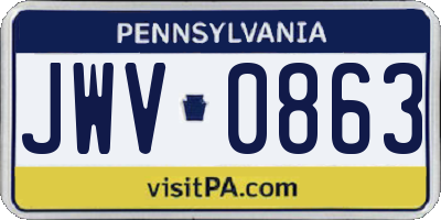 PA license plate JWV0863