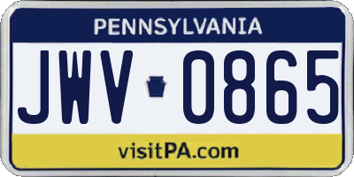 PA license plate JWV0865