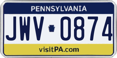 PA license plate JWV0874