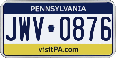 PA license plate JWV0876