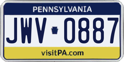 PA license plate JWV0887