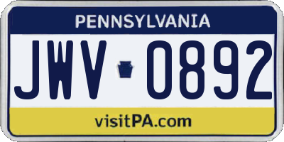 PA license plate JWV0892