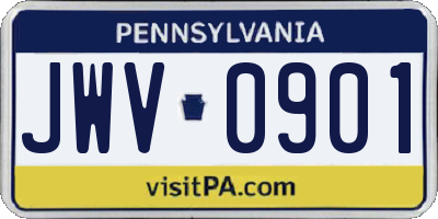 PA license plate JWV0901