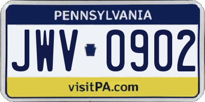 PA license plate JWV0902
