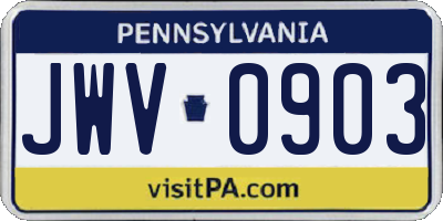 PA license plate JWV0903