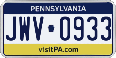 PA license plate JWV0933