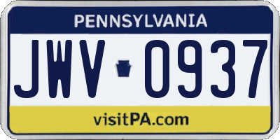 PA license plate JWV0937